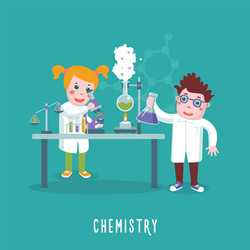 kids education chemistry class children in a lab vector image