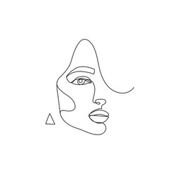 linear face art woman portrait continuous vector image