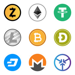 set collection crypto currency blockchain flat vector image