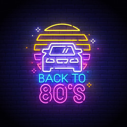 back to 80s neon sign logo vector image