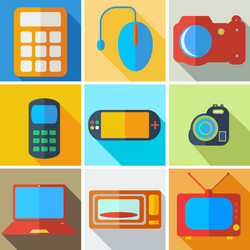 collection modern flat icons computer technology vector image