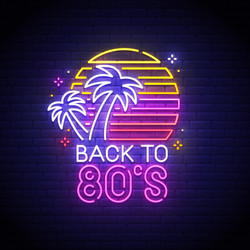 back to 80s neon sign logo vector image