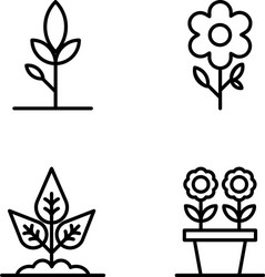 spring flowers line icons pack vector image