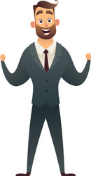 successful charming businessman character rejoice vector image