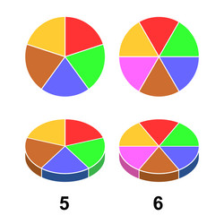 2d 3 d fraction pie fractions vector