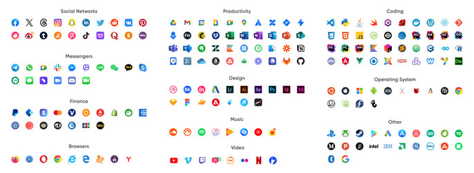 big icons collection of social media vector image