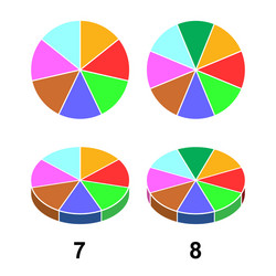 2d 3 d fraction pie fractions vector image