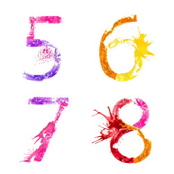 paint splash font 5678 vector image