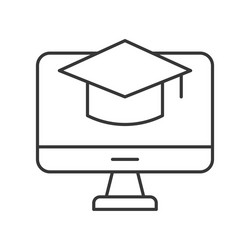 square academic cap on computer screen e-learning vector