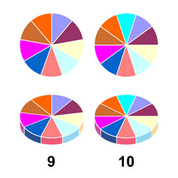 2d 3 d fraction pie fractions vector