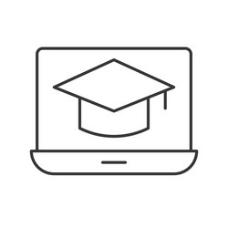 square academic cap on laptop screen online vector