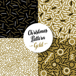 merry christmas pattern set gold retro 80s holiday vector image