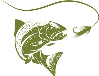 Trout fish and lure design template vector