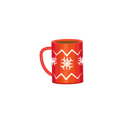 red mug - cocoa coffee tea winter holiday icon vector image