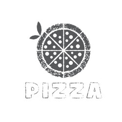 grunge pizza with leaves design template vector image