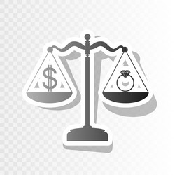 Ring jewelry and dollar symbol on scales vector