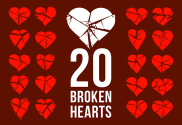 hearts broken to pieces like a glass logos vector image