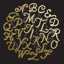 gold handwritten alphabet vector image