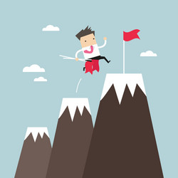 Businessman climbing up mountains vector