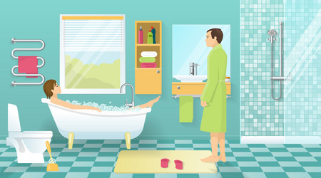 people at bathroom design vector image