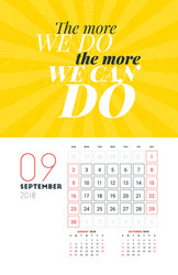 Wall calendar template for september 2018 design vector