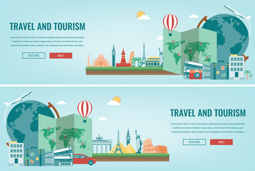 travel composition with famous world landmarks vector image