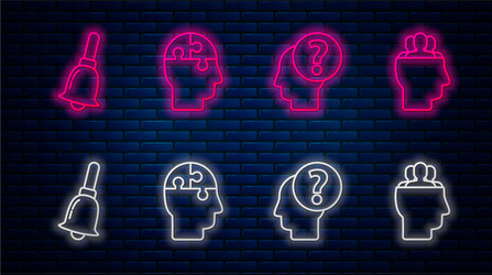 set line human head puzzles strategy vector image