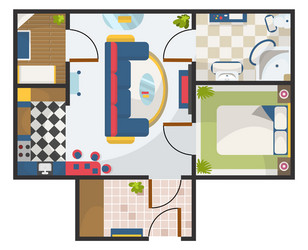 architectural color flat plan top view with living vector image