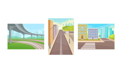 urban view with pedestrian crossing and traffic vector image