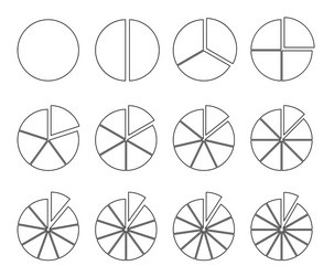 Circle outline chart fraction pie divided vector