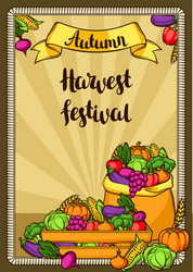 Harvest festival poster autumn vector