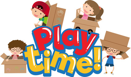 font design for word play time with happy kids vector image