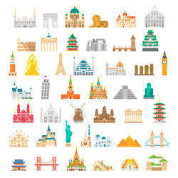 flat design famous landmark set vector image