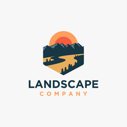 mountain and river landscape adventure logo icon vector image