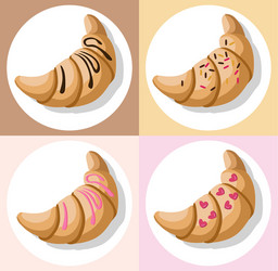 croissant pattern fresh dessert chocolate vector image