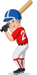 cartoon boy playing baseball vector image