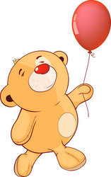 a stuffed toy bear cub and balloon cartoon vector image