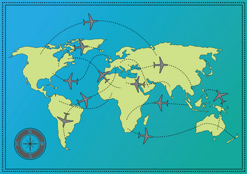 airplane route world map vector image