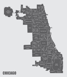 Chicago city administrative map vector