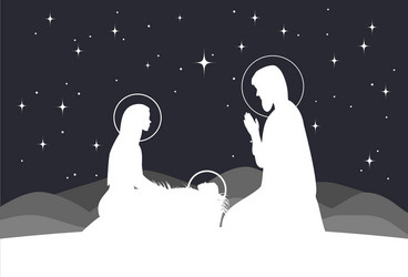 nativity scene mary with jesus and joseph vector image