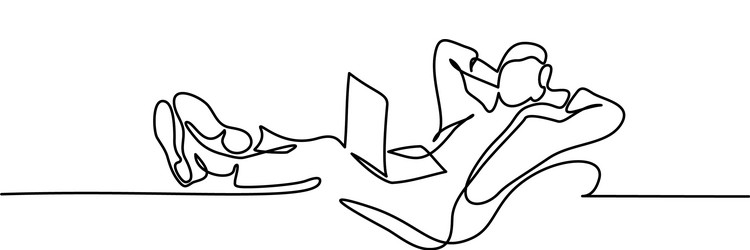 young man relaxing in chair sitting with laptop vector image