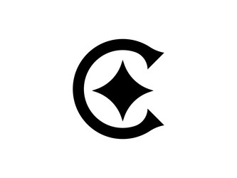 letter c with a star logo design vector image