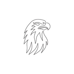 one single line drawing strong eagle head bird vector image