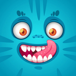 cartoon of a funny blue monster face vector image