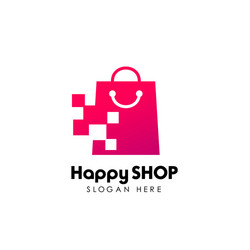 pixel shop logo design template shopping vector image