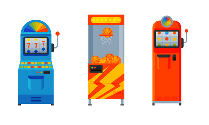 Set of retro game machines cartoon vector