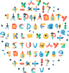 Alphabet stationery letters abc font vector