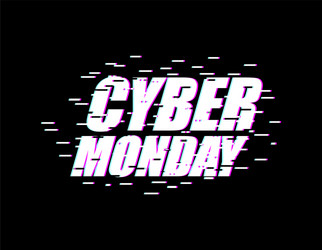 cyber monday glitch effect emblem website display vector image