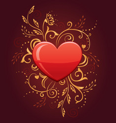 glamour heart with floral ornate vector