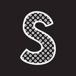 s alphabet letter with white polka dots on black vector image